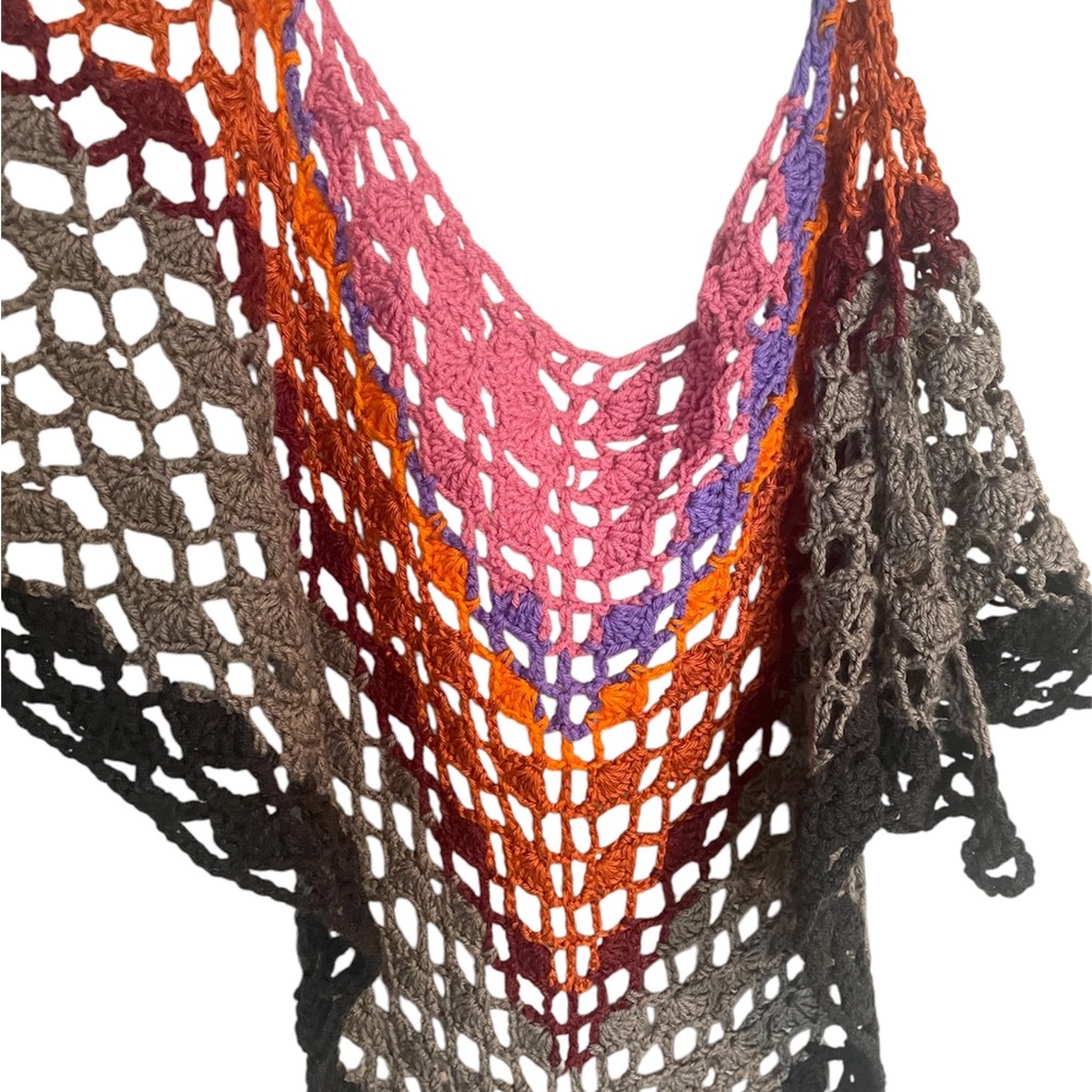 Hand-Crafted Crochet Shawl.Beautiful Yarn Excellent Condition #Grannycore View 2